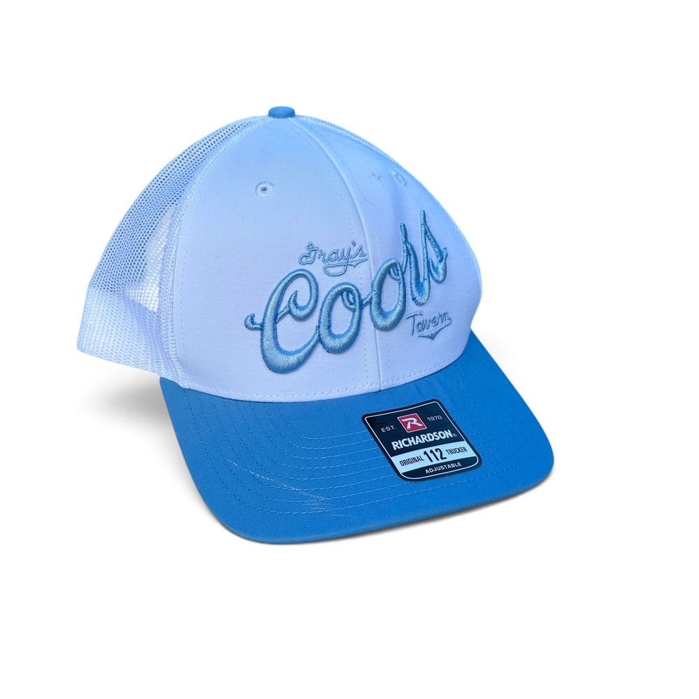 Richardson 112 Coors Gray's Tavern Trucker Hat Blue White Embroidered Snapback - Picture 3 of 6